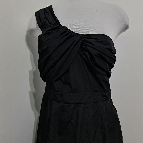 Banana Republic One Shoulder Romantic Goth Casual Midi Dress Size 6 Black NWT - Picture 14 of 14